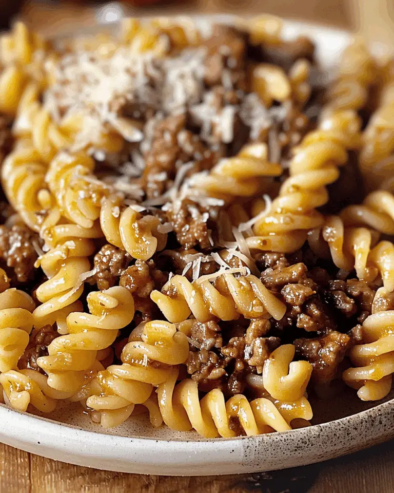 Beef and Rotini in Garlic Parmesan Sauce