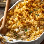 Creamy Baked Turkey Noodle Casserole with Golden Crumb Topping