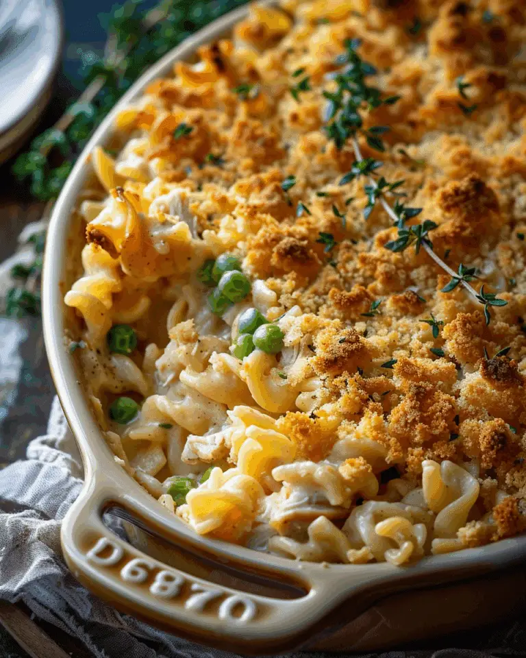 Creamy Baked Turkey Noodle Casserole with Golden Crumb Topping