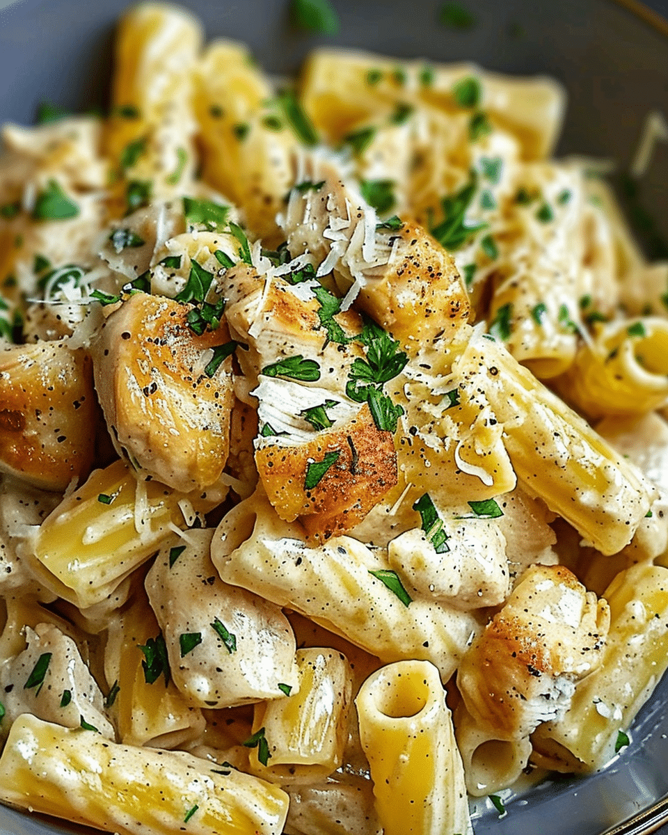 Creamy Garlic Butter Chicken Rigatoni Recipe