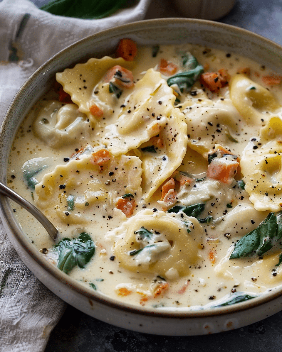 Creamy Tuscan Ravioli Soup: Comfort in Every Spoonful