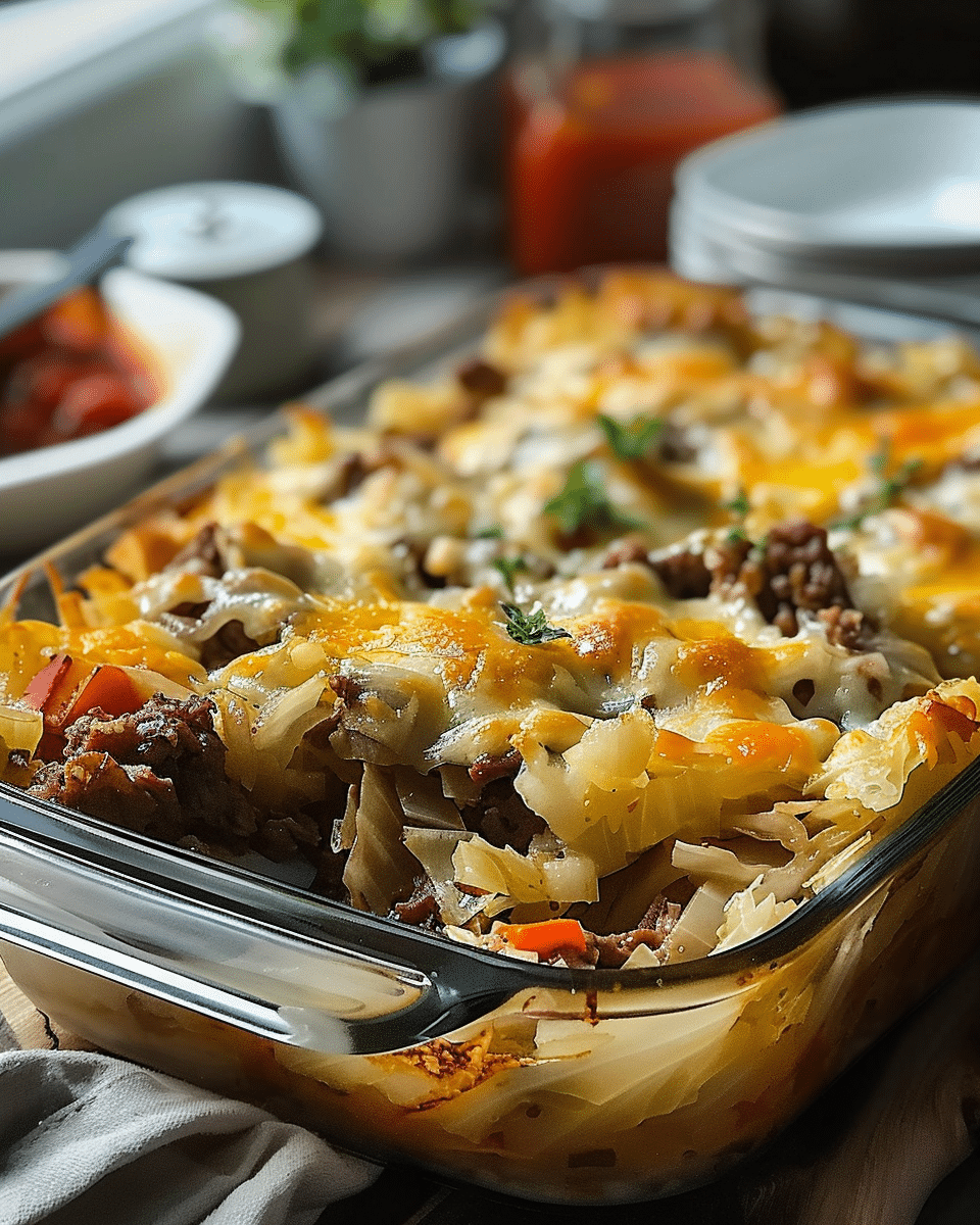 Savory Cabbage Beef Bake Recipe