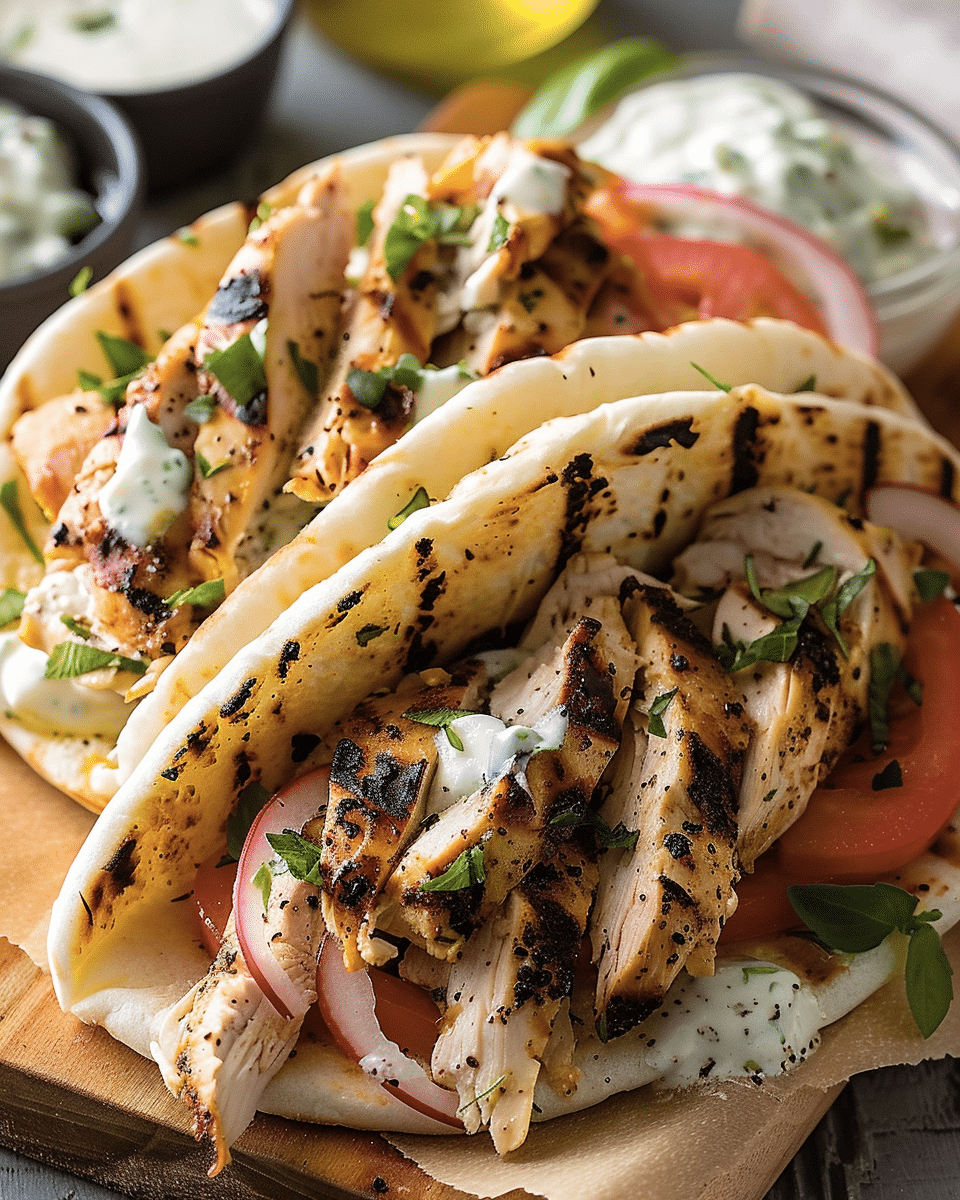 Greek Chicken Gyros with Tzatziki