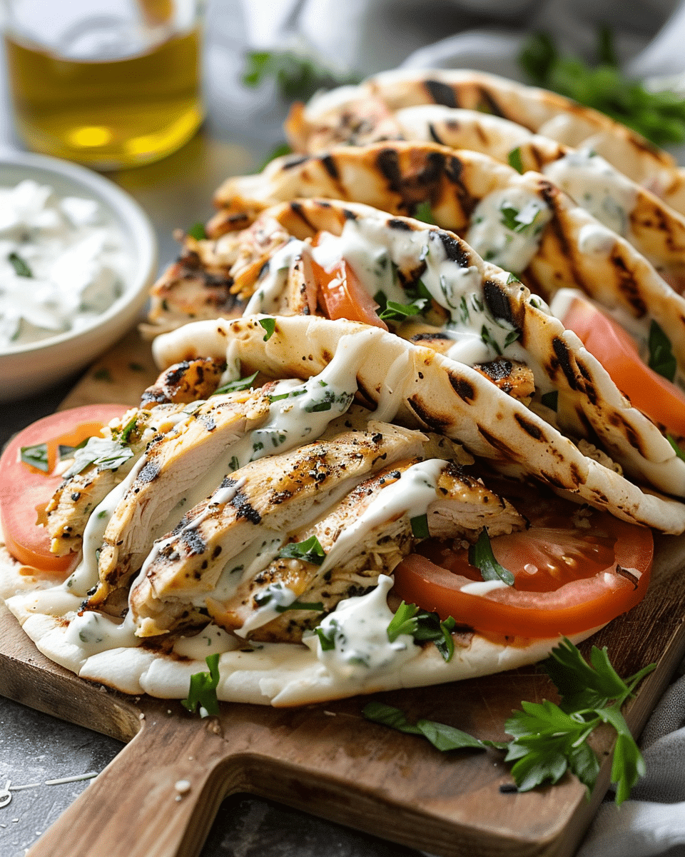 Greek Chicken Gyros with Tzatziki