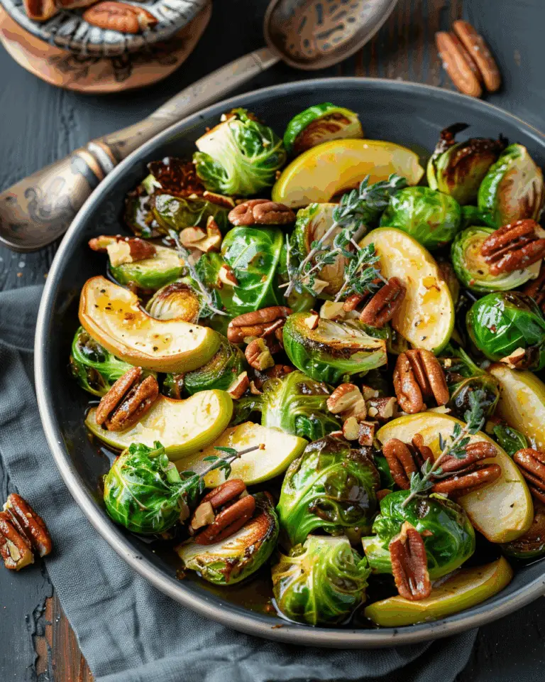 Honey Roasted Brussels Sprouts with Apple Slices & Pecans