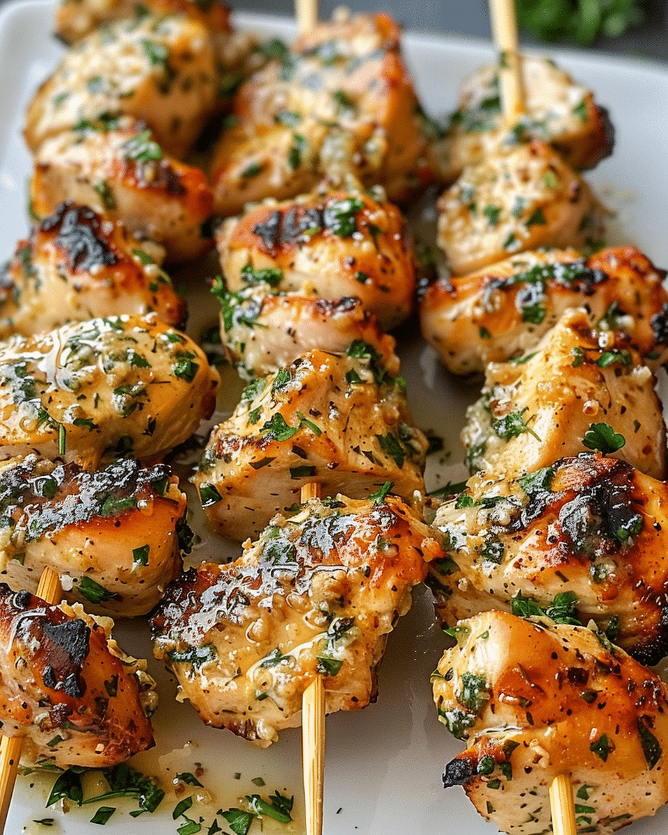 Easy Ranch Garlic Parmesan Chicken Skewers (Oven-Baked!)