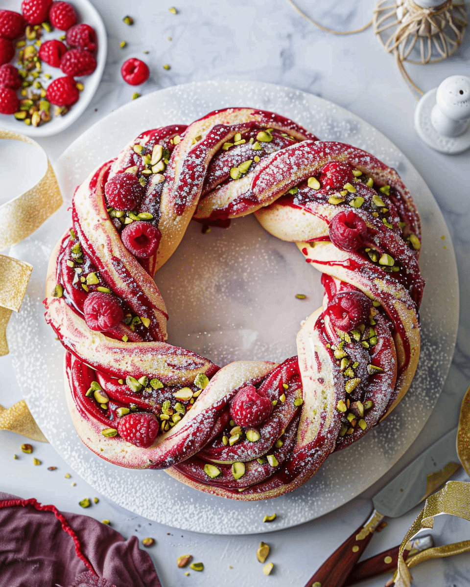 Raspberry and Pistachio Wreath Recipe
