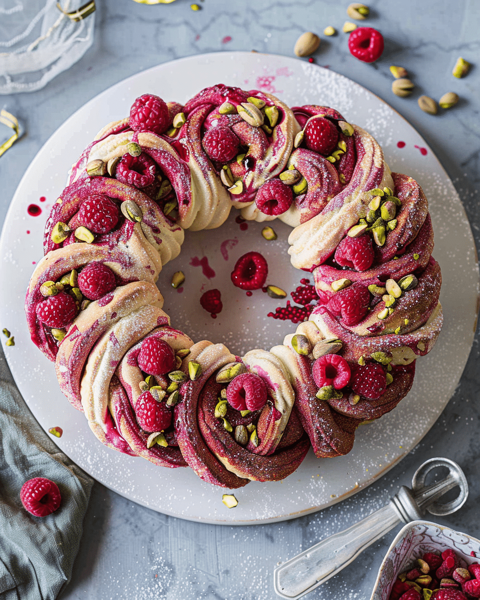 Raspberry and Pistachio Wreath Recipe