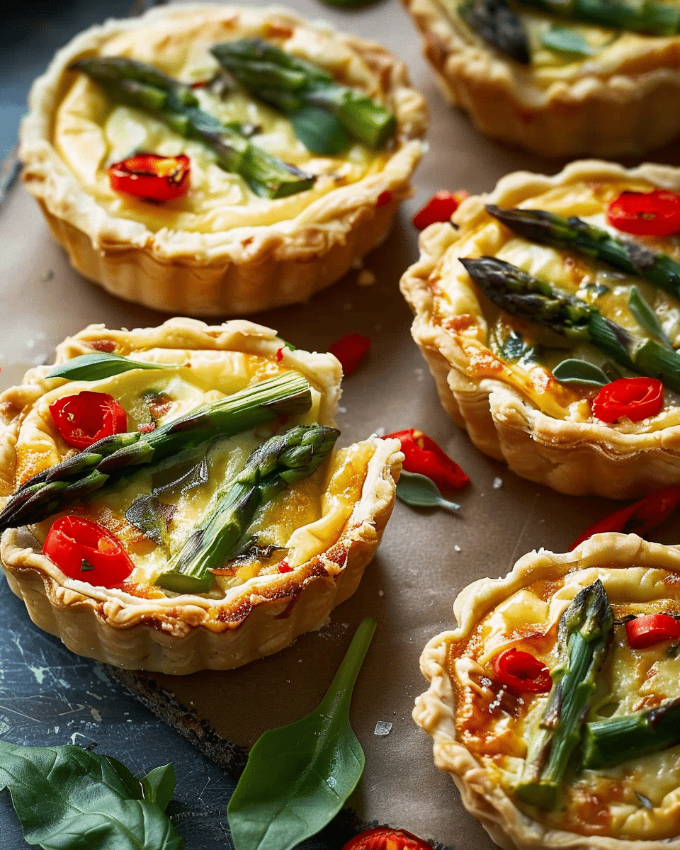 Roasted Red Pepper Asparagus Mini Tarts