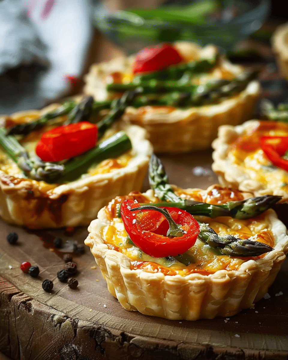 Roasted Red Pepper Asparagus Mini Tarts