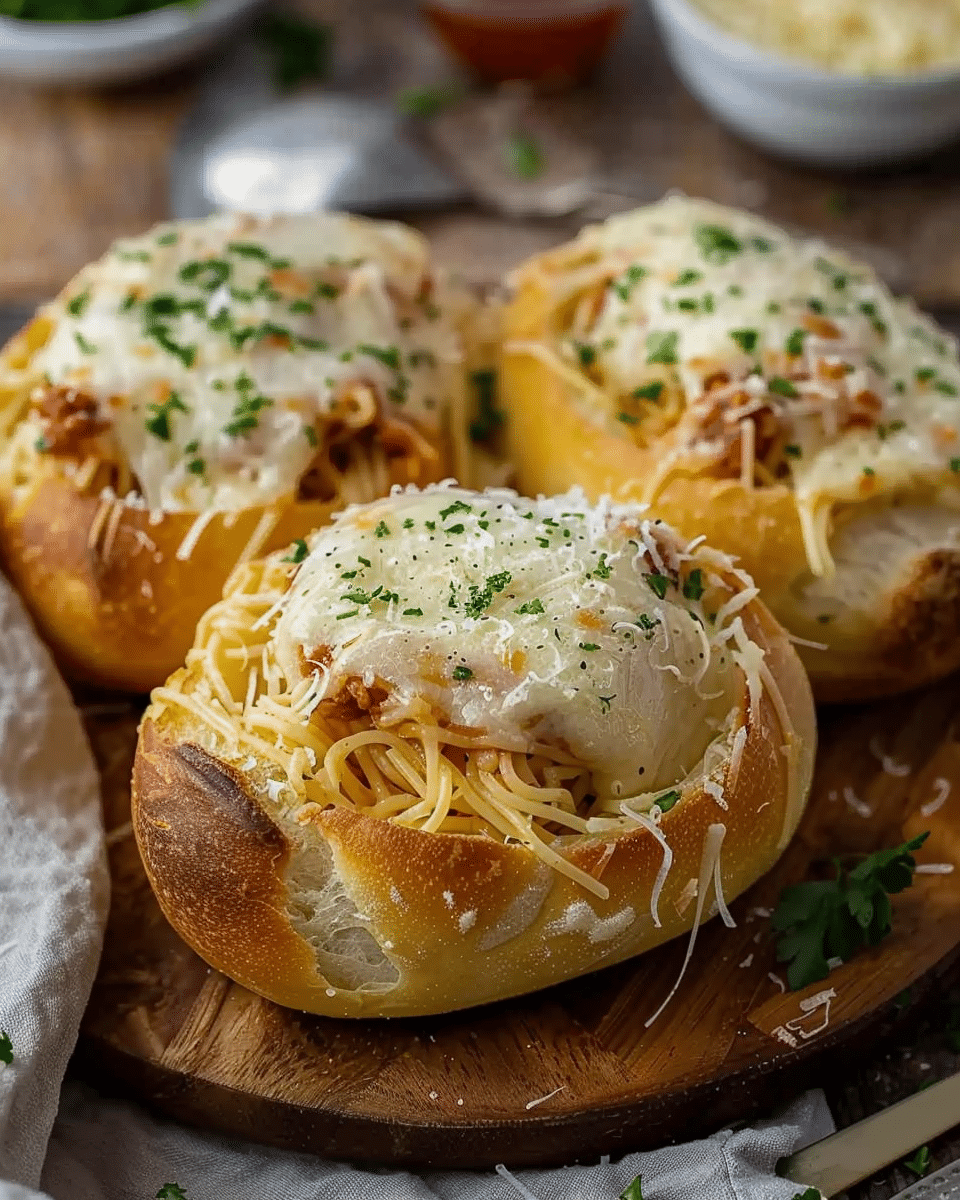 Spaghetti Garlic Bread Bowls: Cheesy Comfort Awaits!