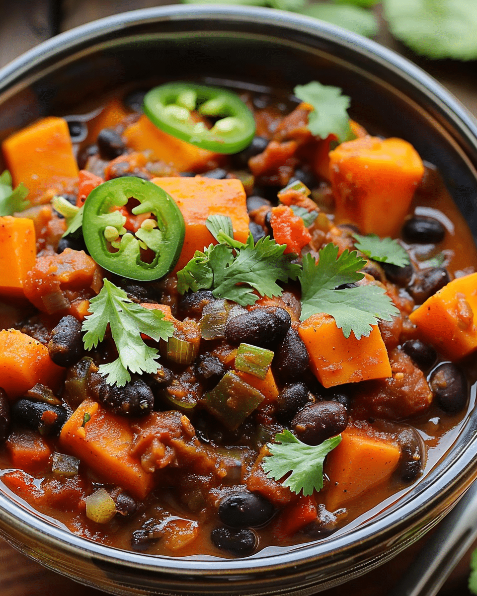 Sweet Potato Black Bean Chili (Slow Cooker)
