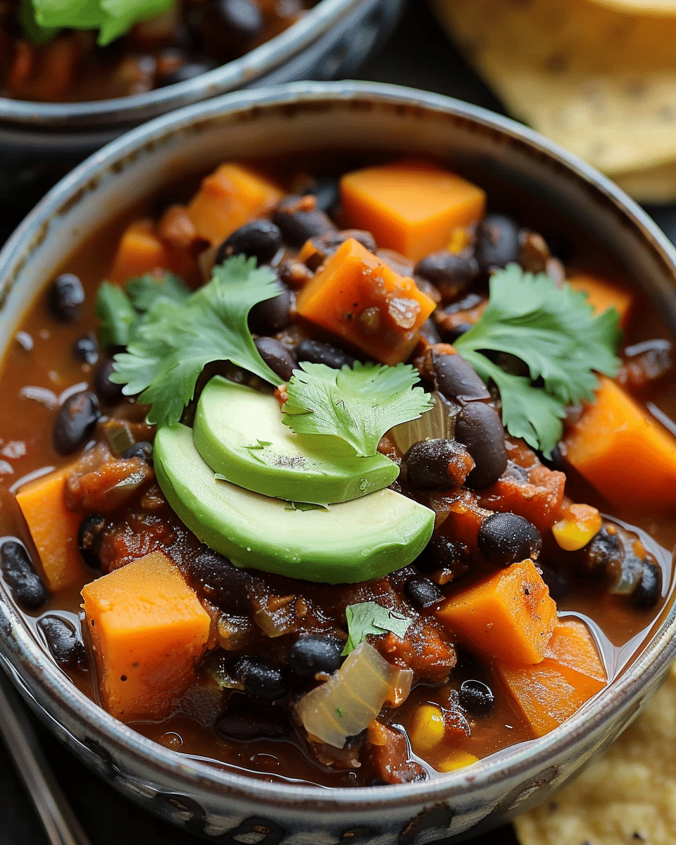 Sweet Potato Black Bean Chili (Slow Cooker)