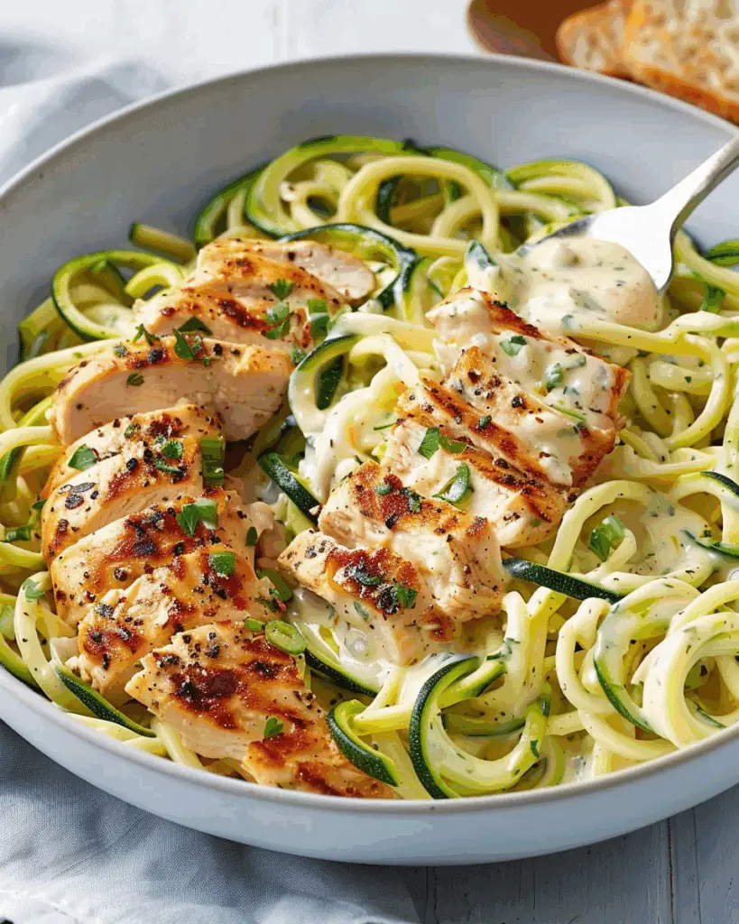 Zucchini Noodle Chicken Alfredo
