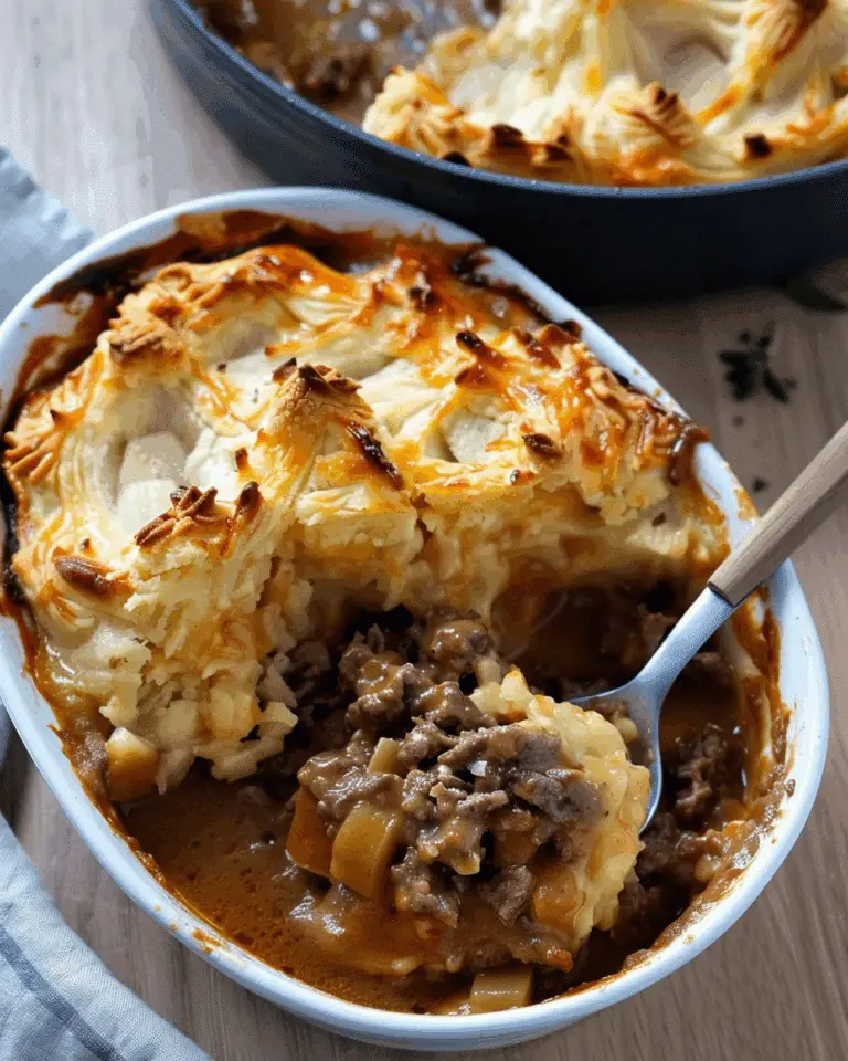 Beef Stroganoff Cottage Pie with Crispy Parmesan Topping