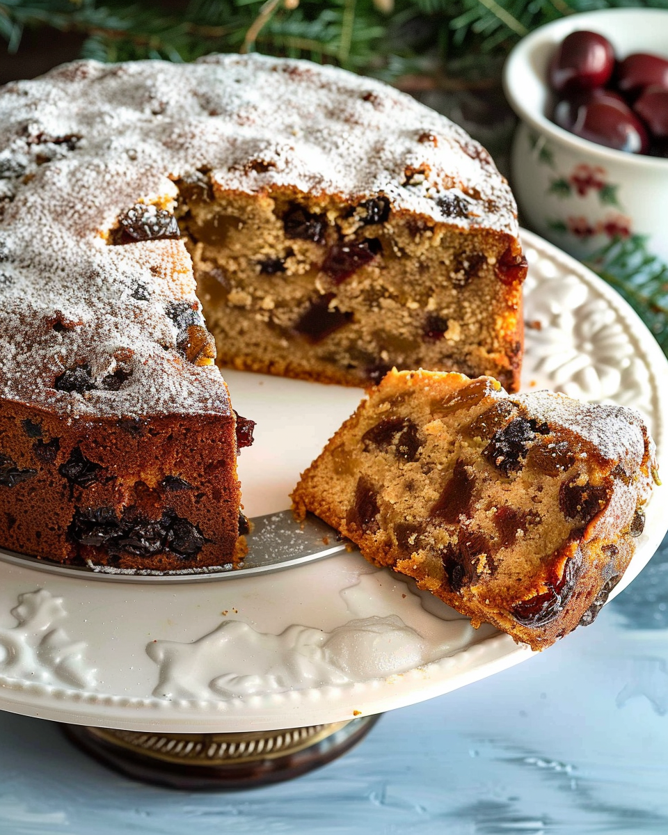 Coconut Fruit Cake with White Chocolate