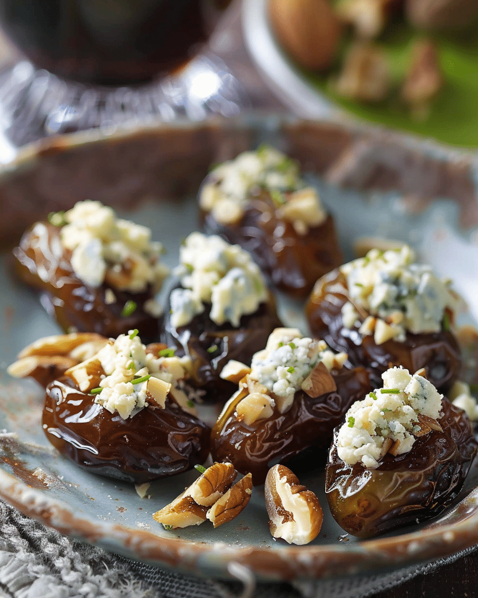 Dates with Blue Cheese and Hazelnuts