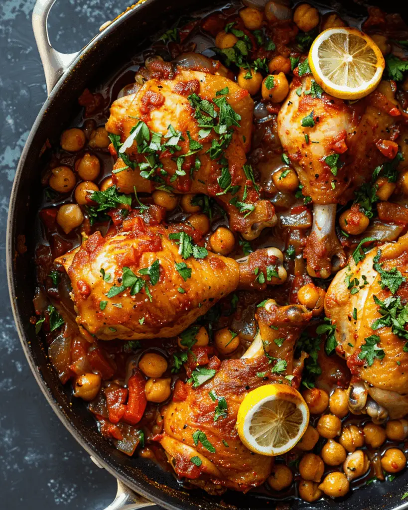 One Pan Moroccan Chicken and Chickpeas