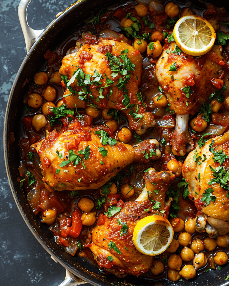 One Pan Moroccan Chicken and Chickpeas