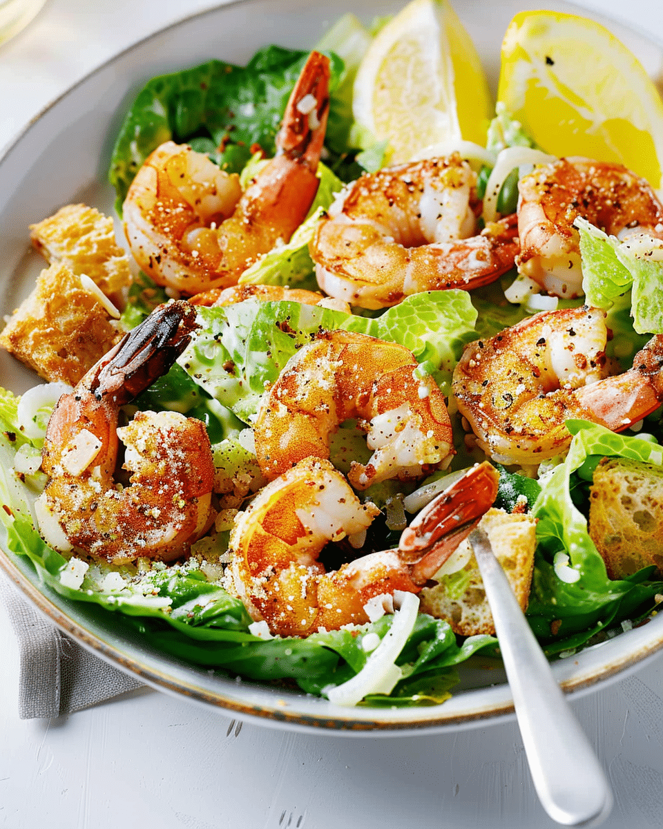 Prawn Caesar Salad with Crouton Crumbs
