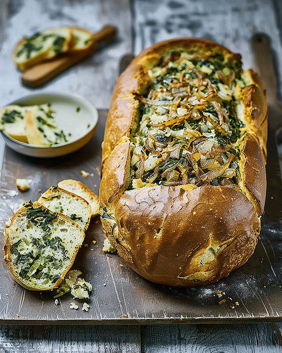 Spinach and Caramelised Onion Cob Loaf