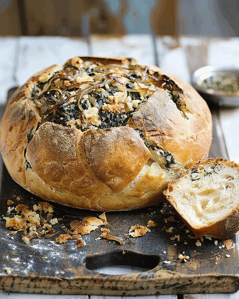 Spinach and Caramelised Onion Cob Loaf