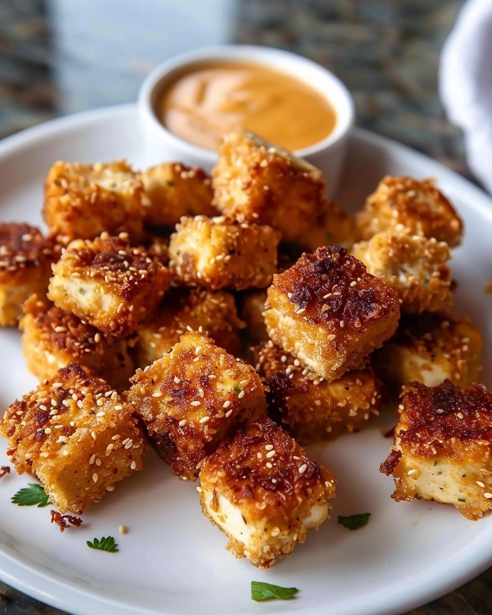 30-Minute Crispy Air Fryer Tofu Nuggets with Peanut Sauce