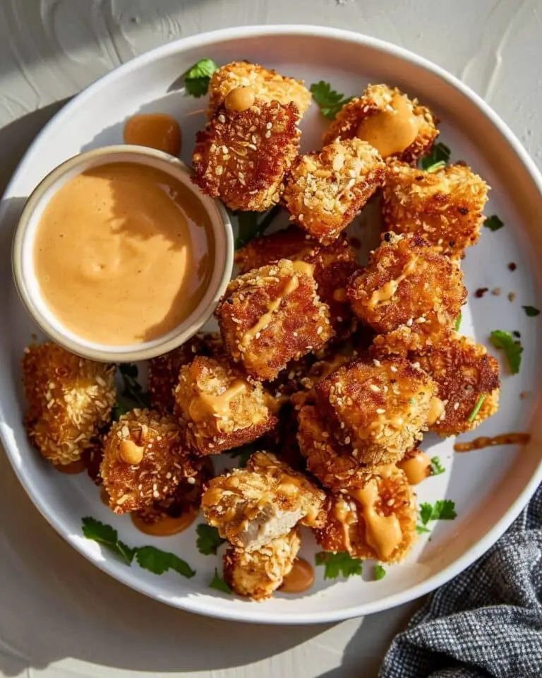30-Minute Crispy Air Fryer Tofu Nuggets with Peanut Sauce