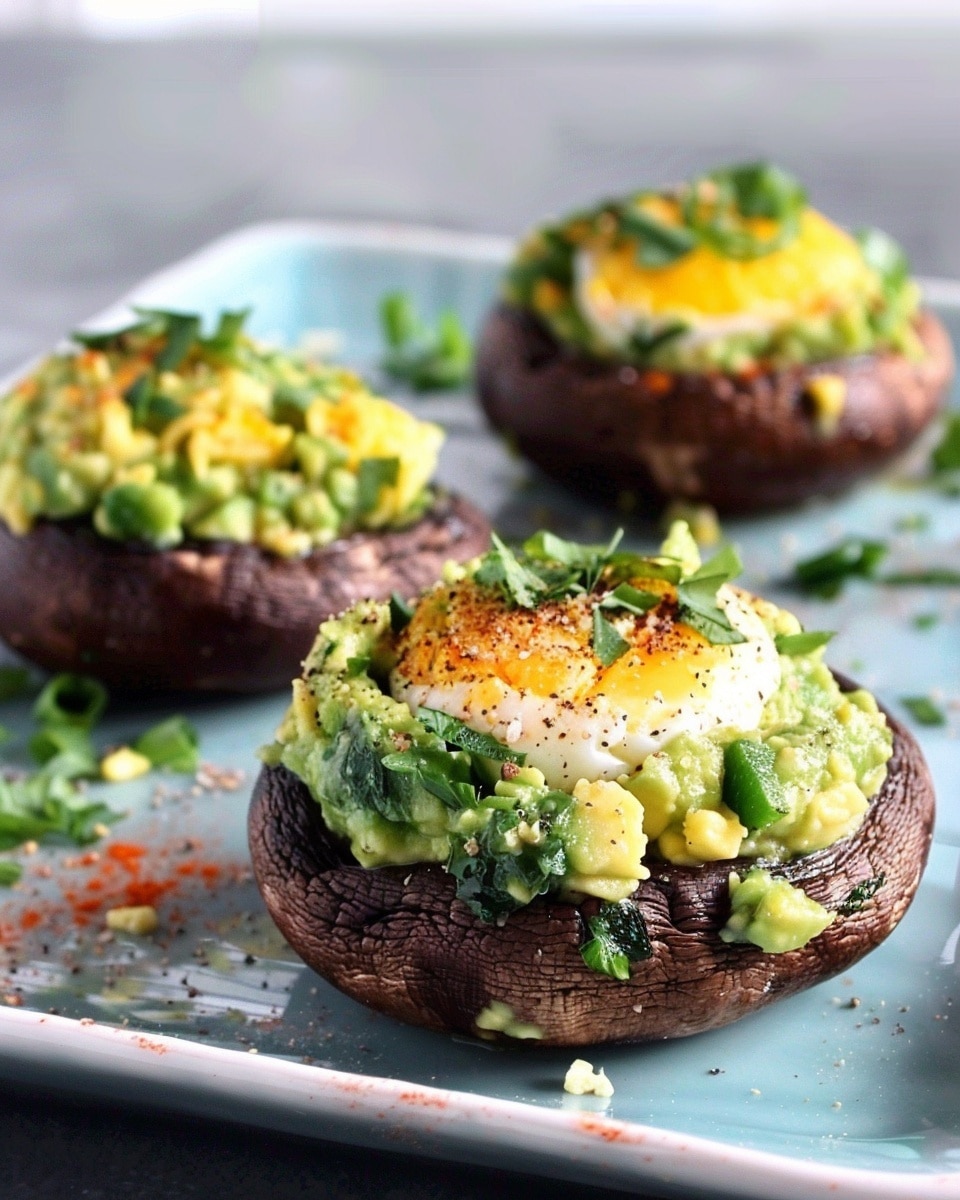 Best Vegetarian Breakfast: Avocado & Egg Stuffed Mushrooms