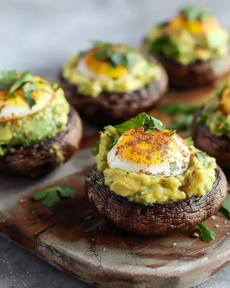 Best Vegetarian Breakfast: Avocado & Egg Stuffed Mushrooms
