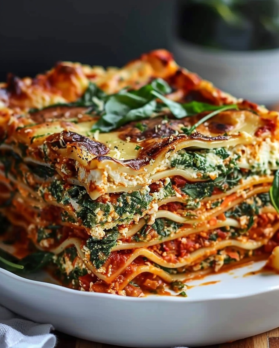 Creamy 12-Layer Vegan Lasagna with Spinach Ricotta Delight