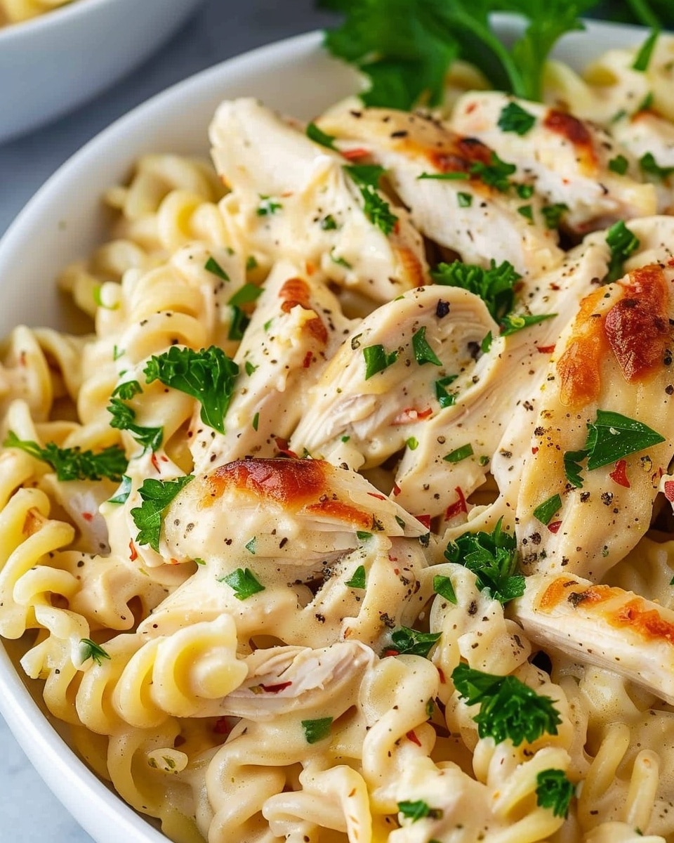 Garlic Parmesan Chicken Pasta Crockpot