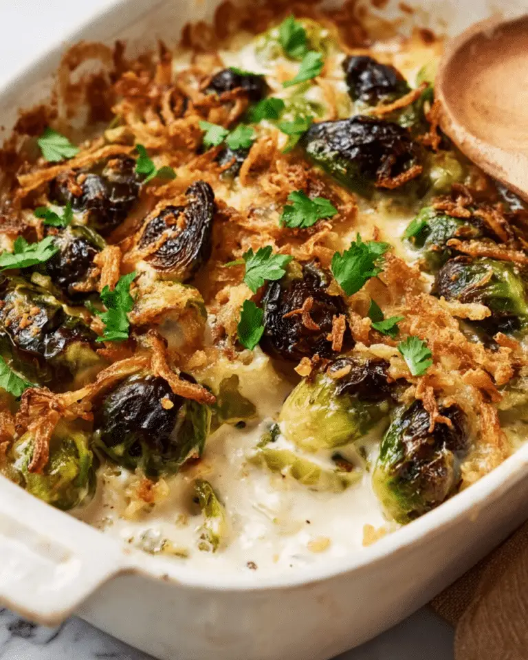Easy Brussels Sprouts Casserole with Smoked Turkey and Cheddar Recipe