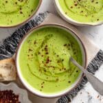 Creamy Green Detox Soup with Roasted Broccoli, Spinach, and Peas Recipe