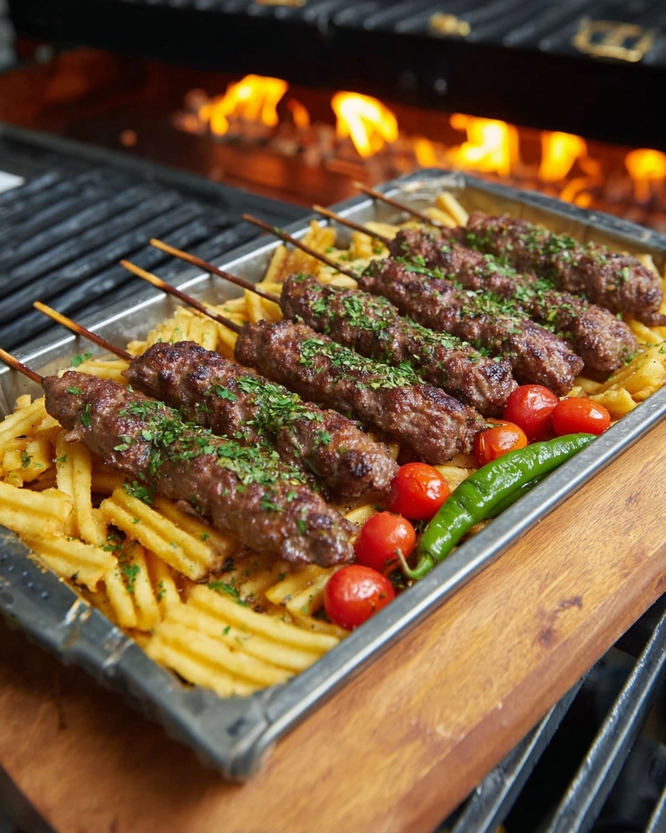 Turkish-Inspired Beef Kebabs with Spicy Butter Sauce and Charred Vegetables Recipe