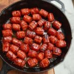 Smoked Hot Dog Bites with Cowboy Candy Rub and BBQ Sauce Recipe