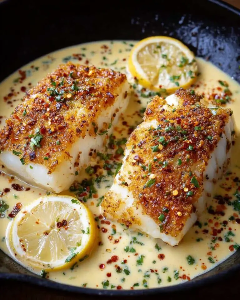 Pan-Seared Cod with Garlic Cream Sauce Recipe