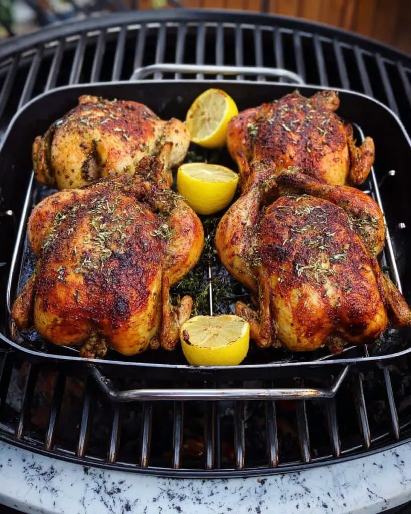 Herb Encrusted Cornish Hens Cooked Over Cowboy Charcoal Recipe