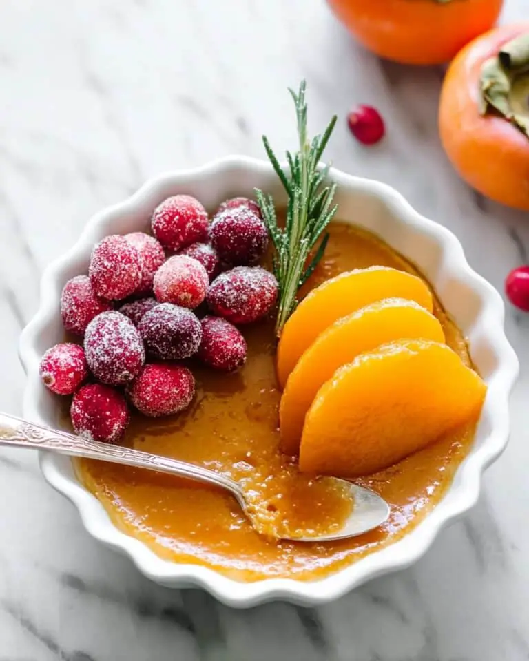 Persimmon Crème Brûlée with Sugared Cranberries Recipe
