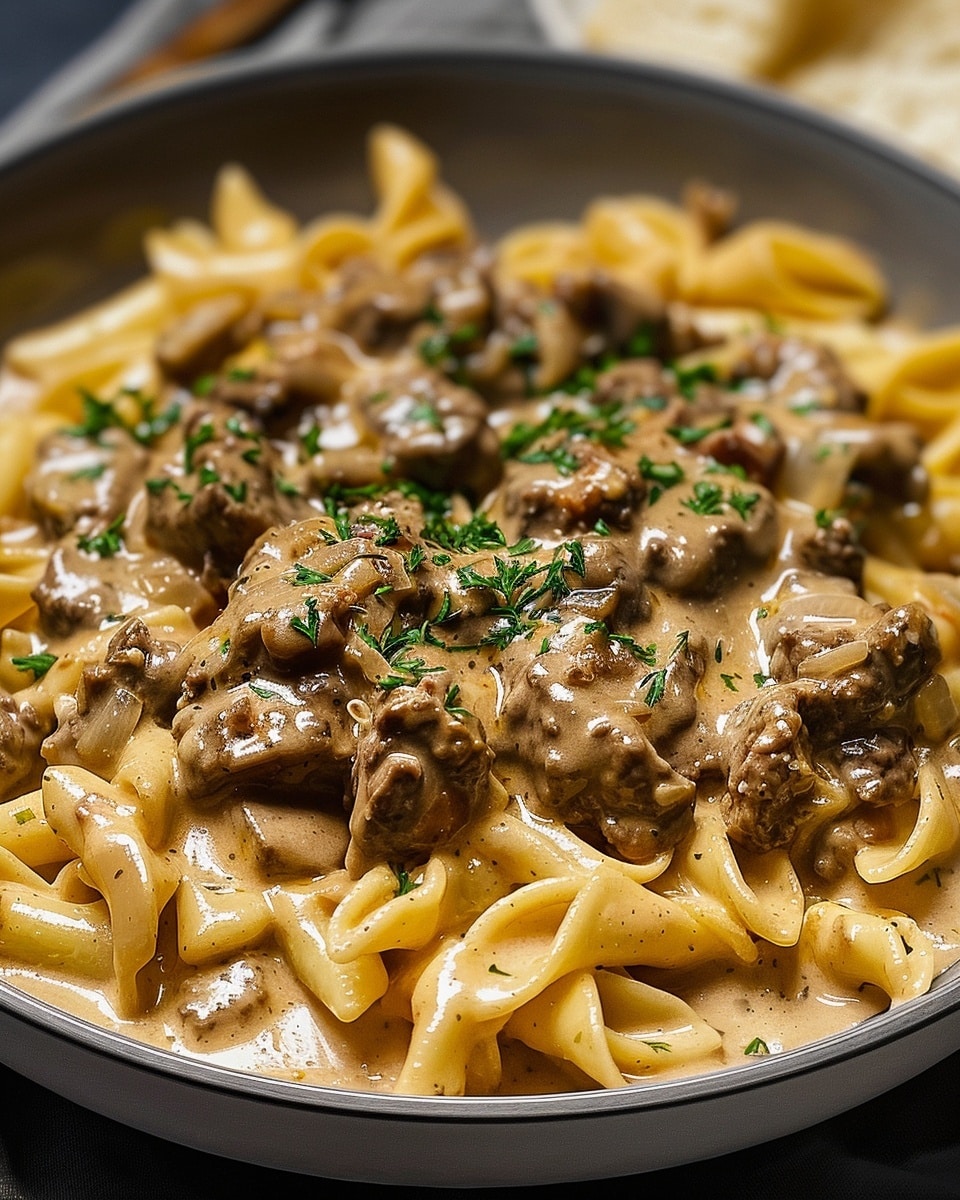 Creamy Velveeta Beef Stroganoff