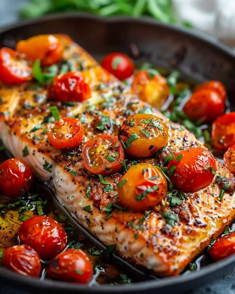 Pan-Seared Salmon with Roasted Cherry Tomatoes Recipe