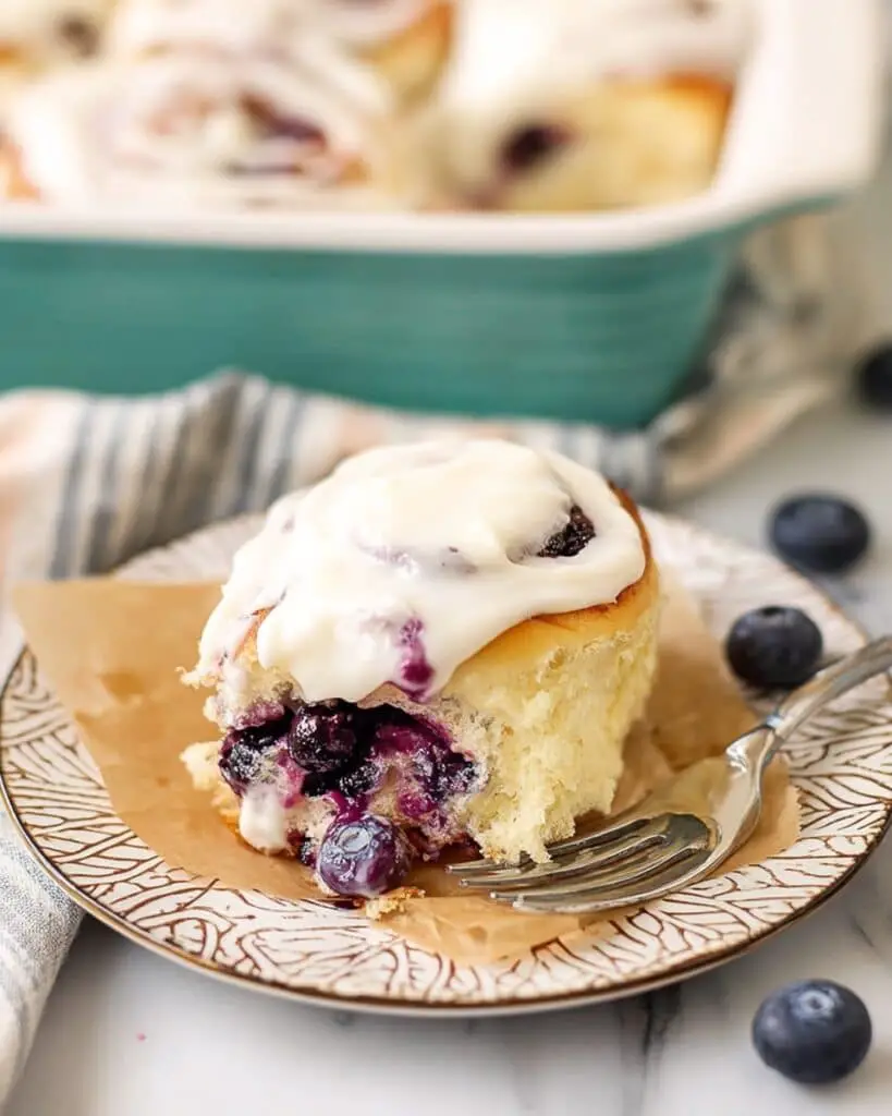 Blueberry Cinnamon Rolls with Cream Cheese Frosting Recipe