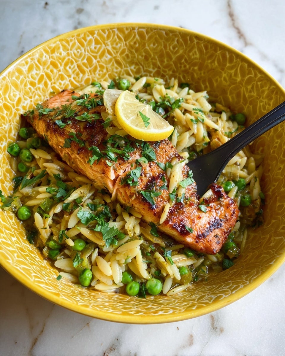One Skillet Salmon with Lemon Orzo Recipe