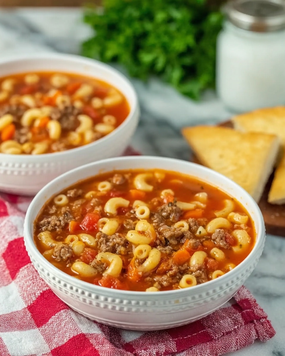 Hearty Beef and Tomato Macaroni Soup Recipe