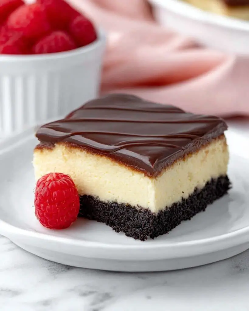 White Chocolate Cheesecake Bars with Oreo Crust and Chocolate Ganache Topping Recipe