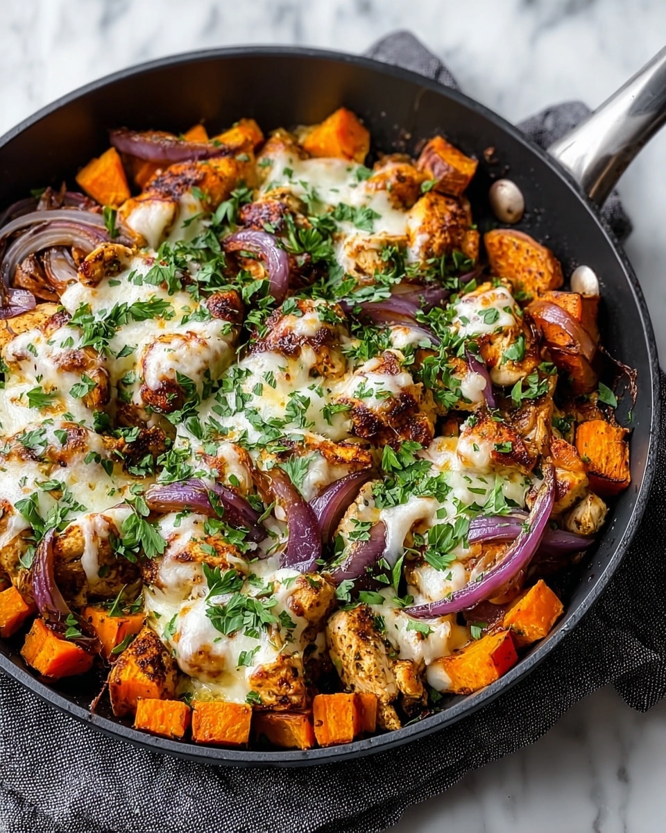 Sweet Potato Skillet with BBQ Chicken & Cheddar Cheese Recipe
