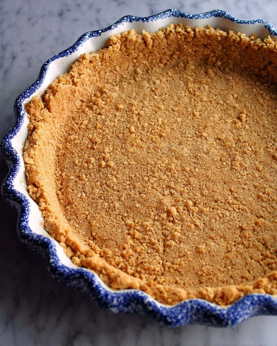 A close-up of one layer crumbly pie crust with a rough texture, golden brown in color, filling the whole white pie dish with a blue speckled rim; the crust's edges are raised and uneven, showing a homemade feel. The pie dish is set on a white marbled surface. photo taken with an iphone --ar 4:5 --v 7