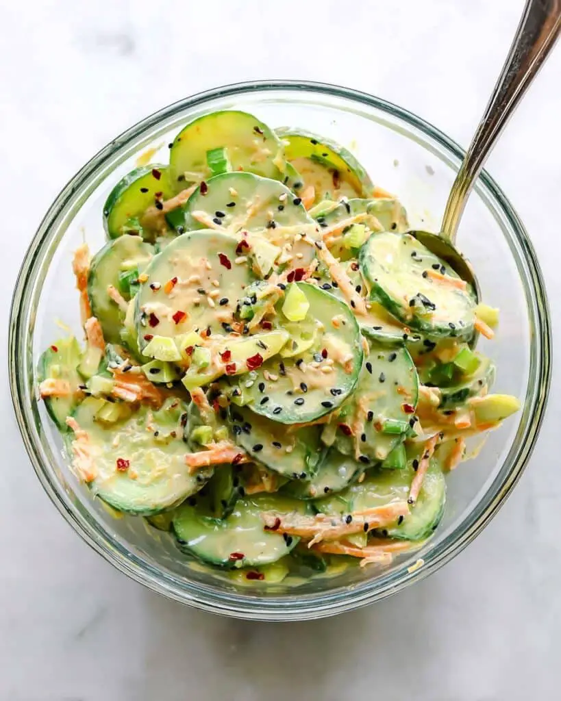 Easy Creamy Asian Cucumber Salad Recipe