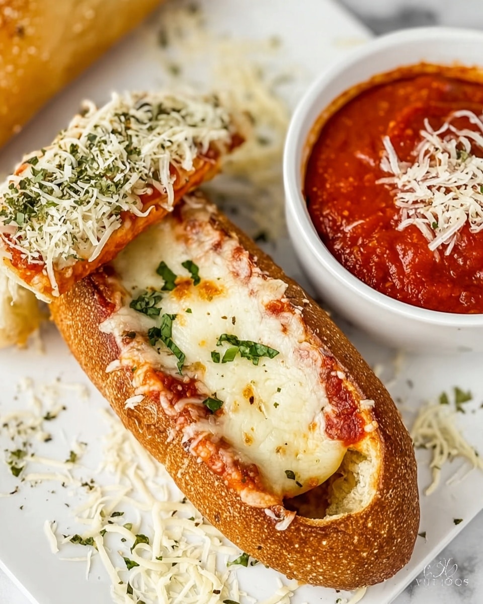 Cheesy Garlic Bread Spaghetti Bread Boats Recipe