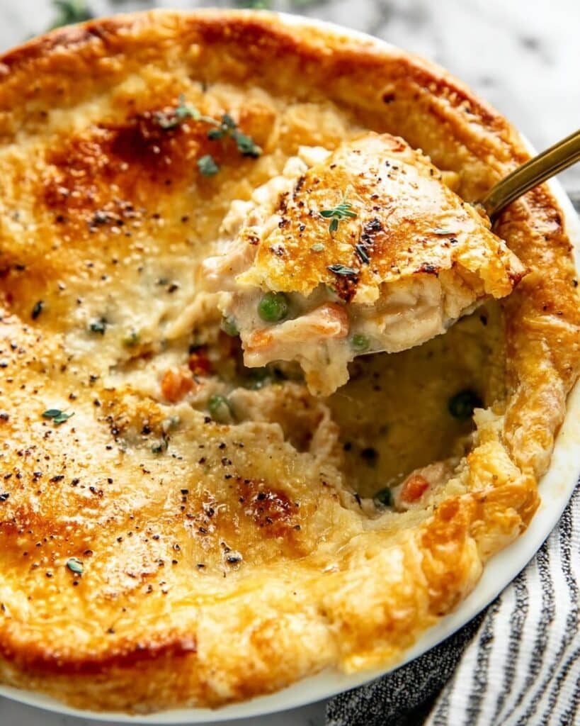 Individual Chicken Pot Pie with Flaky Herbed Crust Recipe